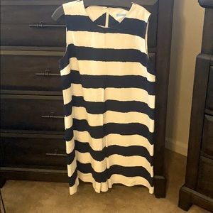 Linen blue and white striped dress